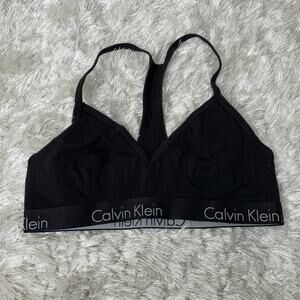 Calvin Klein Black Racerback Cotton Bra Bralette Logo ? Sz XS
W1-7